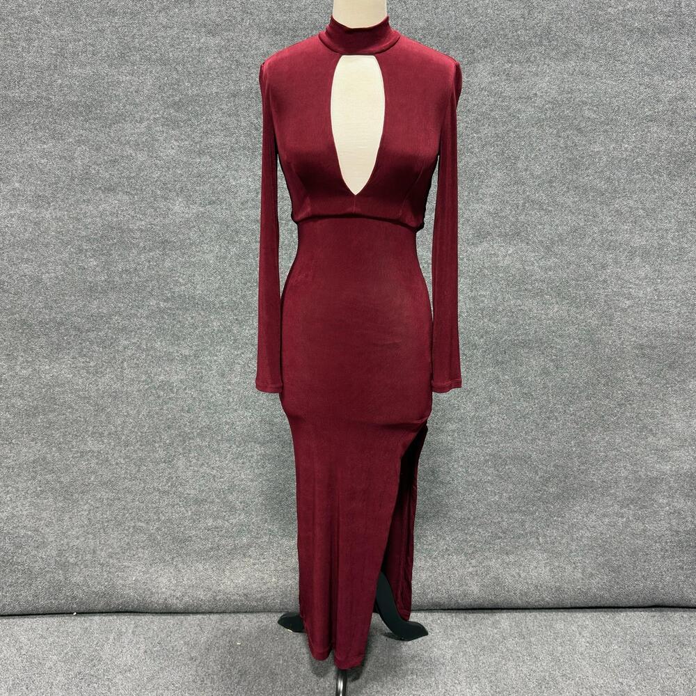 Bardot Dress Womens XS Red Cutout High Neck Open Back Maxi Bodycon Gown Party